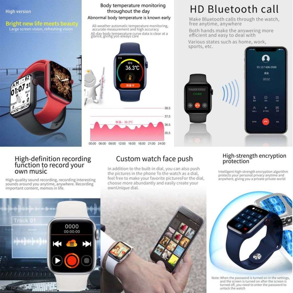 Model S8 Smart Watch For Apple iOS and Android Phones Fitness Tracker - red