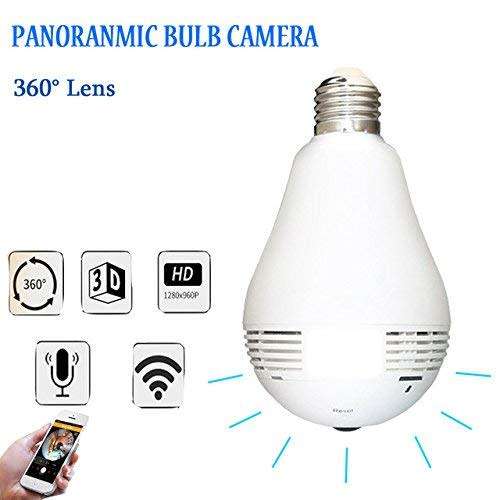 Indoor Home Security 360 Panoramic WIFI Screw On Bulb Camera