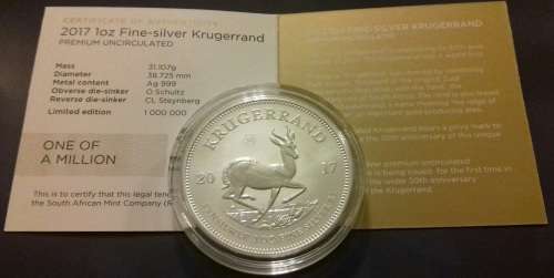*Limited Edition* Premium Uncirculated 1Oz Silver Krugerrand..... Last 10 Available