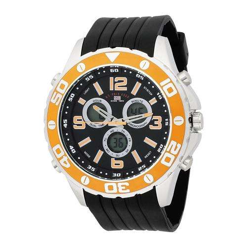 U.S. Polo Assn. Men's US9072 Analog-Digital Black Dial Black Rubber Strap Watch