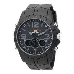 U.S. Polo Assn. Men's US9058 Analog-Digital Black Dial Black Rubber Strap Watch