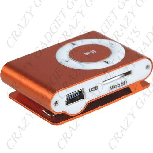 Rectangular Shaped Clip MP3 Music Player with Circle Operation Pad+ TF Slot - Orange