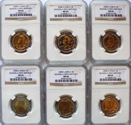 COLLECTION OF 14 MANDELA COINS ALL GRADED + 6 AMERICAN ITEMS