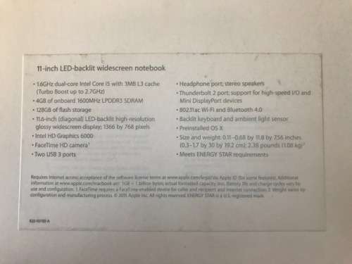 MACBOOK AIR 11" EARLY 2015 INTEL CORE i5, 128GB SSD, 4GB RAM, MacOS SIERRA. NEW CONDITION!!!!!