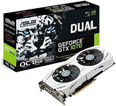Asus GeForce GTX 1070 OC DUAL-GTX1070-O8G Dual 8GB GDDR5 256bit PCI-E 3.0 White Desktop Graphics Car