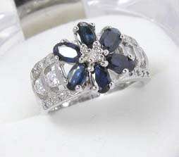 10K WHITE GOLD KASHMIR BLUE AND WHITE SAPPHIRE RING!! 1.450CTS!