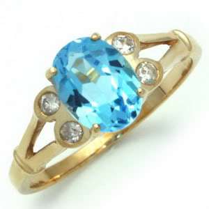 ANTIQUE VVS BLUE TOPAZ DIAMOND 9K SOLID GOLD