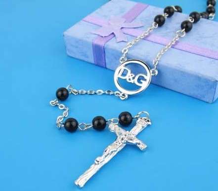 Dolce & Gabbana D&G BLACK Rosary Beads Necklace