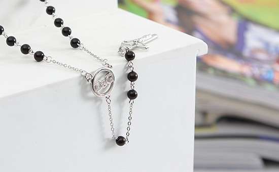 Dolce & Gabbana D&G BLACK Rosary Beads Necklace
