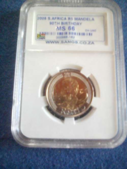 *** Mandela R5 birthday coin SANGS graded ms66.