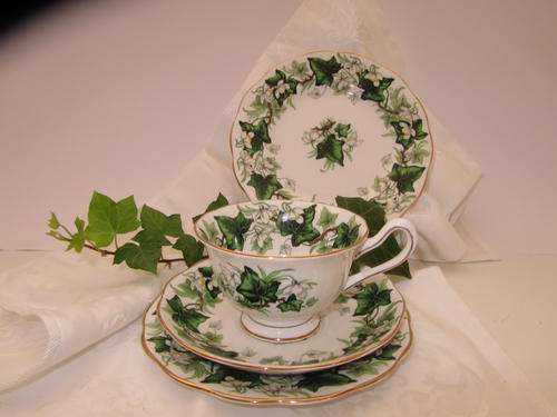 Royal Albert Bone China Ivy Lea pattern 5 Trios and a Milk jug and Sugar basin