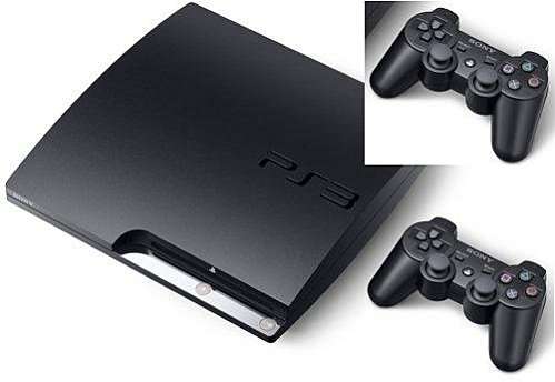 PS3 SLIM + 2 CONTROLLERS +2 GAMES AND A GUN