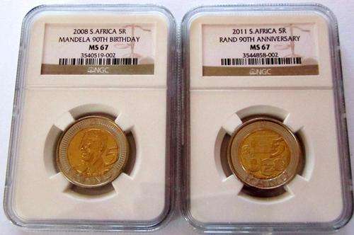 **2 MS67 NGC - Mandela 2008 + Sarb ** 1 bid = 2 graded coins