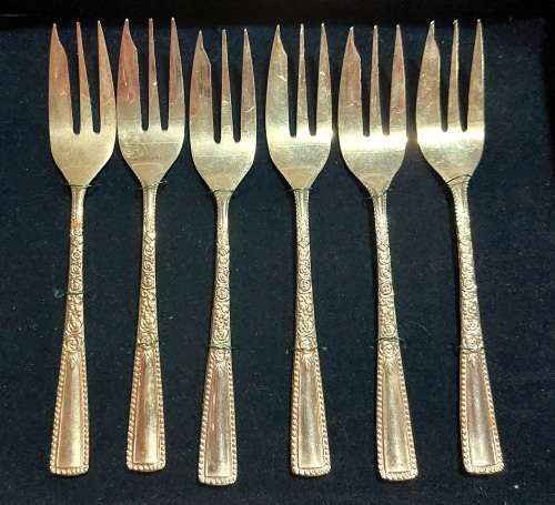 24ct Gold Plated Cake Forks Set of 6