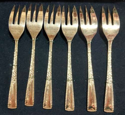 24ct Gold Plated Cake Forks Set of 6