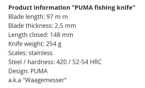 Puma Waagemesser Fishing/Scale Knife