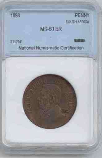 High Grade 1898 MS 60 BR Graded One Penny