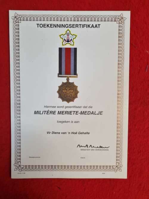 Military Merit Medal original award certificate