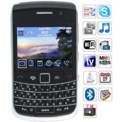 H9700i Quad Band Dual Cards with Wifi Analog TV Java Leather Cell Phone(Black)