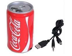 Coca Cola Can MP3 Player Speaker, Plays of Your Flash, Micro SD Card & Cellphone, with FM Radio