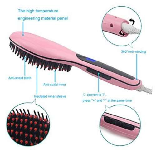 Hair Straightening Brush with Temperature Control
