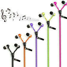 Purle In Ear Zip Zipper Style Tangle Free Hands Free Earphones with Microphone