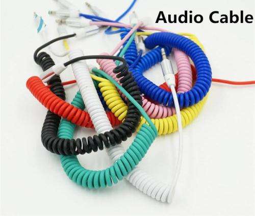 Spring 3.5mm Audio Cable Stretch Aux Cable For MP3 Tablet Mobile Phone and Vehicle