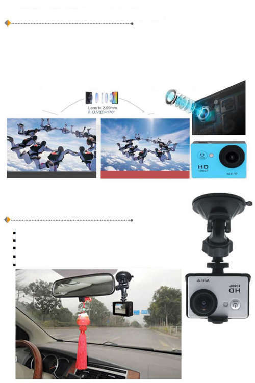 WIFI 2"  Waterproof HD Action Camera with 170° Lens