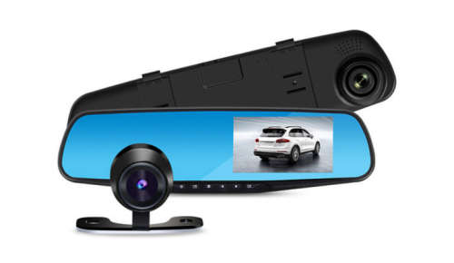 HD 4.3"LCD Dual Lens Dash Cam DVR 3 In 1 Rear view Mirror Front Cam and Rear view Camera