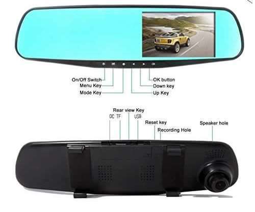HD 4.3"LCD Dual Lens Dash Cam DVR 3 In 1 Rear view Mirror Front Cam and Rear view Camera