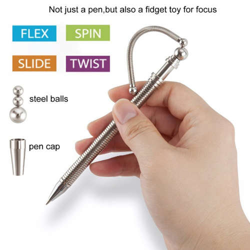Magnetic Fidget Pen Finger Anti-Stress Relief Tri-spinner Stress Reliever Pen Silver