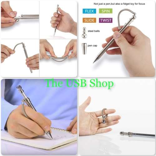 Magnetic Fidget Pen Finger Anti-Stress Relief Tri-spinner Stress Reliever Pen Silver