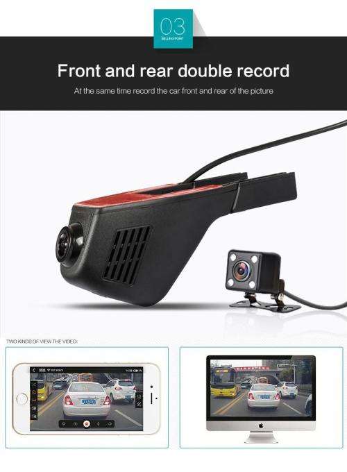 HD Dual Wifi Dash Camera, 2 Cameras Back and Front
