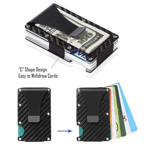 RFID Blocking Carbon Fiber Credit Card Holder With Money Clip