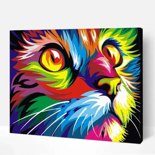 Painting By Numbers Cat Abstract Frameless