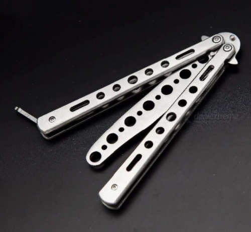 Hot Stainless Steel Balisong Trainer Training Practice Butterfly Style Dull Blade Knife Tool