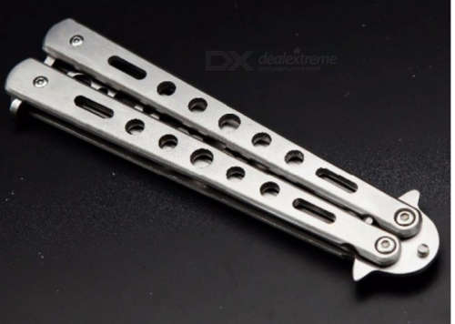 Hot Stainless Steel Balisong Trainer Training Practice Butterfly Style Dull Blade Knife Tool