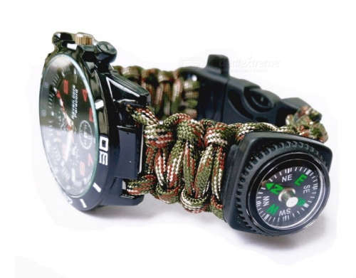 Outdoor Multi-functional Seven-core Survival Paracord Watch w/ Compass