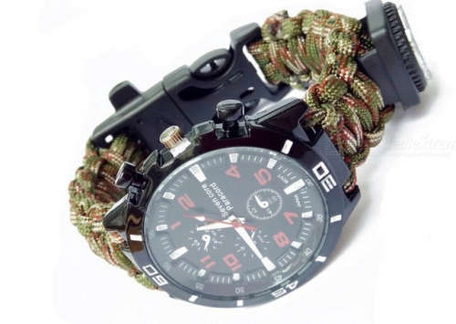 Outdoor Multi-functional Seven-core Survival Paracord Watch w/ Compass