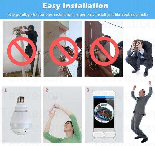 V380 Light Bulb WI-FI IP CCTV Panoramic Security Camera
