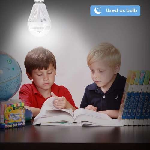 3MP WIFI Light Bulb Camera 360 degree Fisheye HD Indoor Camera with Infrared+White Light Lamp Camera