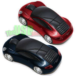 2.4ghz Wireless Optical Car Mouse!! 10M Range!! Available in Black, Red & White!!