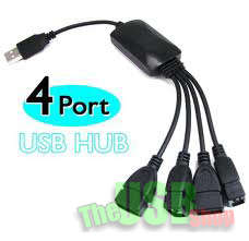 USB 2.0 Hi-Speed 4 Ports Mini Smart Hub,  Add more flashes, mice, keyboards etc to your computer