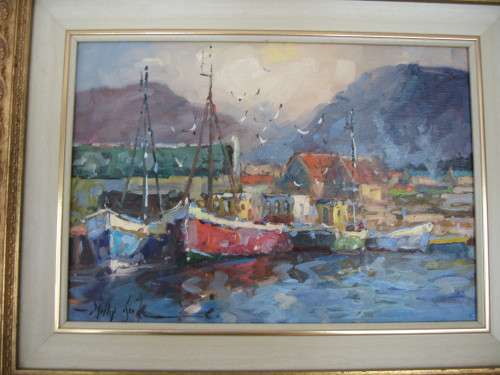 PHILLIP BRITZ  OIL PAINTING   "HOUTBAY HARBOUR"