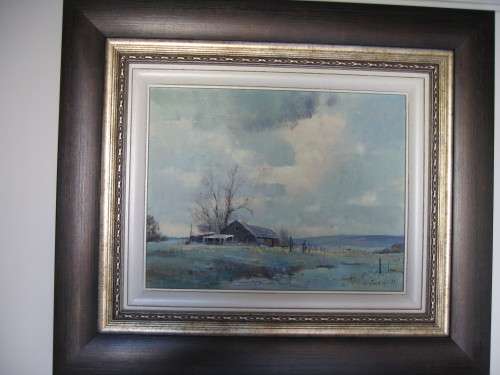 CHRISTOPHER TUGWELL OIL PAINTING  "WINTER FARMHOUSE"