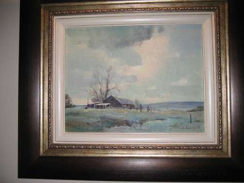 CHRISTOPHER TUGWELL OIL PAINTING  "WINTER FARMHOUSE"