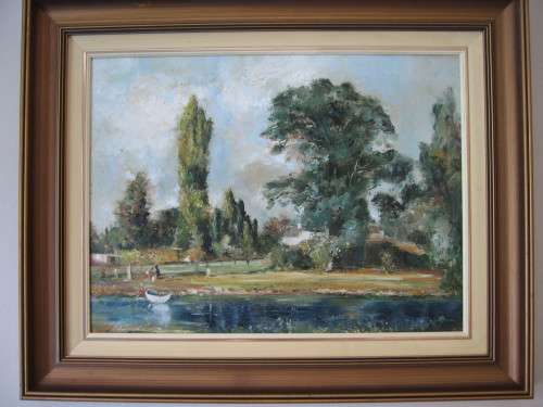 Oil Painting  `lake landscape`