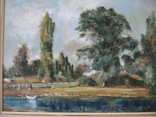 Oil Painting  `lake landscape`