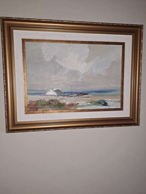 Wessel Marais  Oil Painting  `Boats on the Beach`