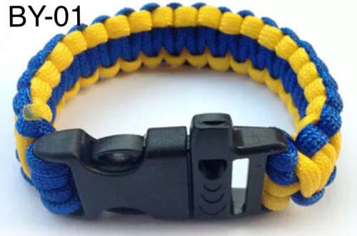 BY-01 - PARACHUTE ROPE BRACELETS / 24CM - BLUE/YELLOW